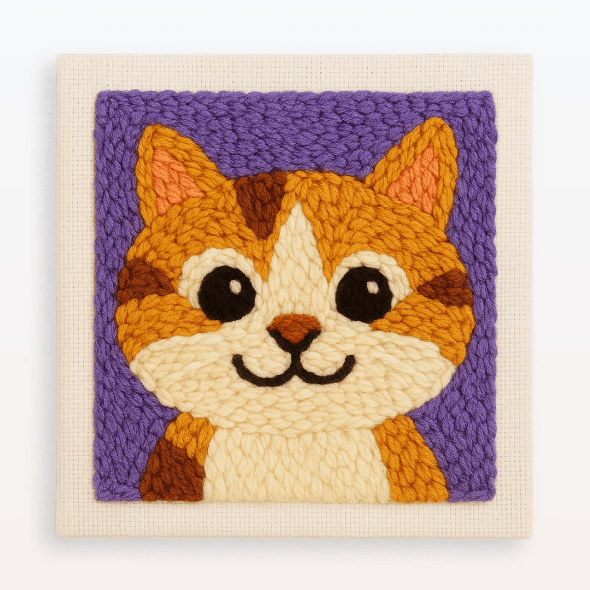 Delightful Whisker Joy Punch Needle Kit for Beginners, Smiling Cat Design