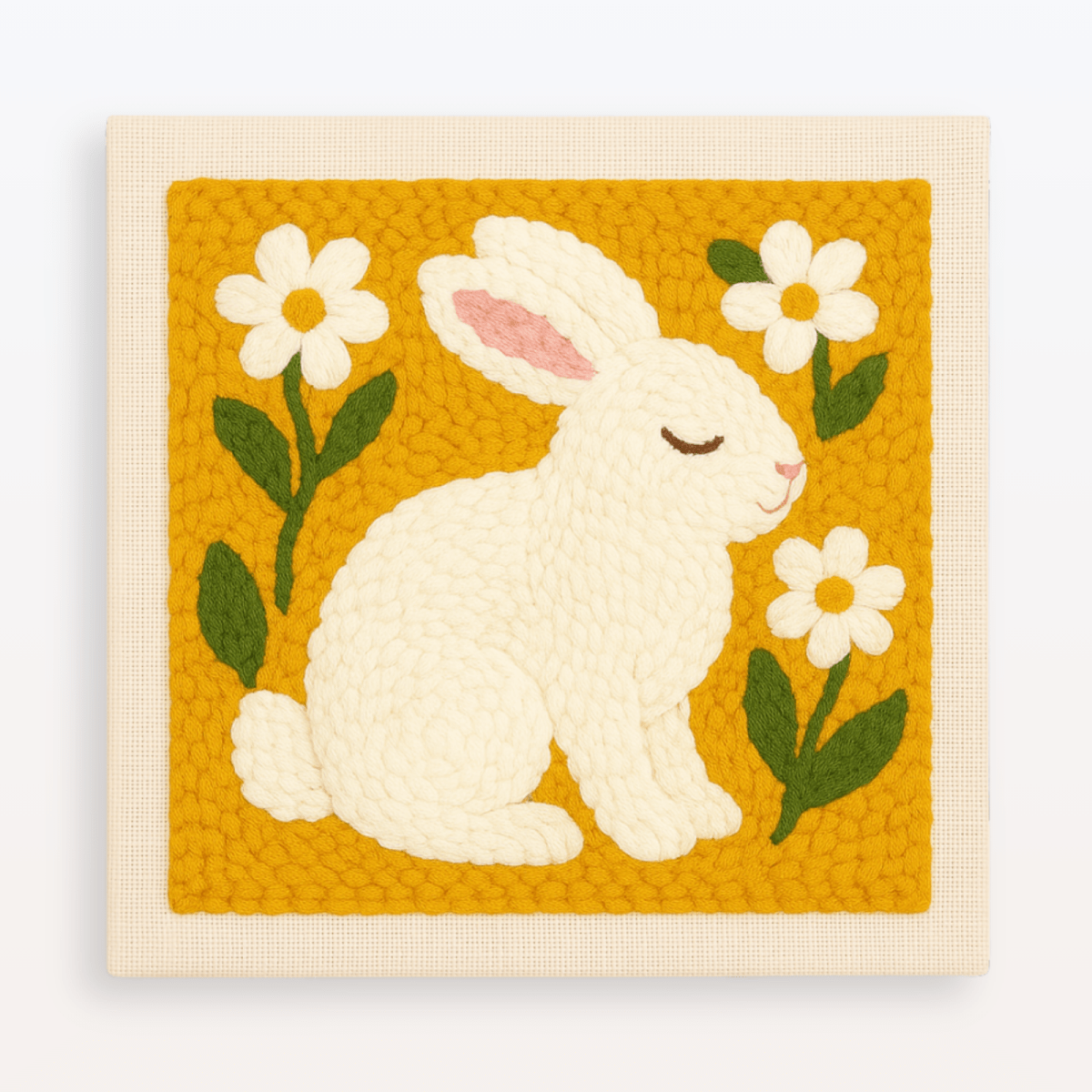 Golden Bunny Punch Needle Craft Kit for Beginners, DIY Embroidery Art Decor