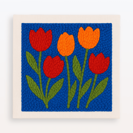 Vibrant Tulip Garden Punch Needle Craft Kit for All Skill Levels