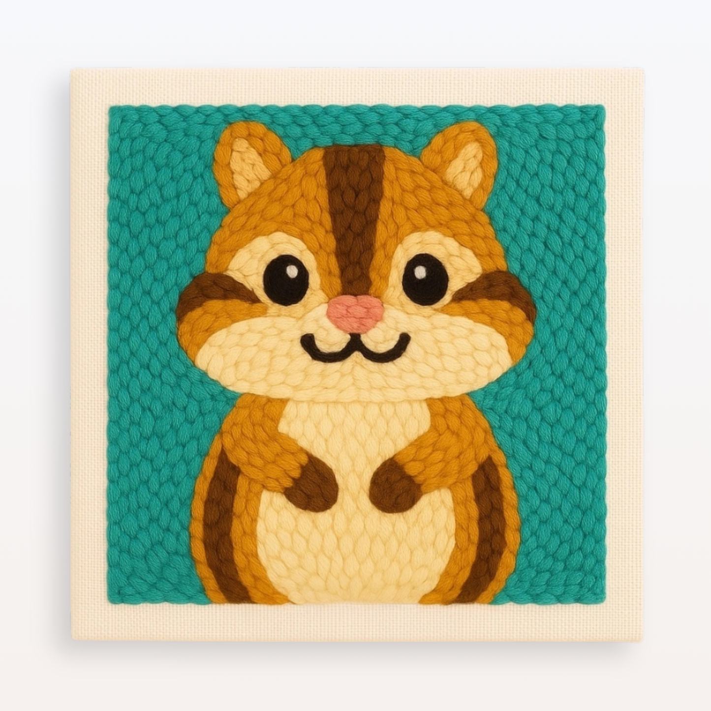 Cute Chipmunk Beginner Punch Needle Kit: Fun DIY Craft Home Decor Embroidery