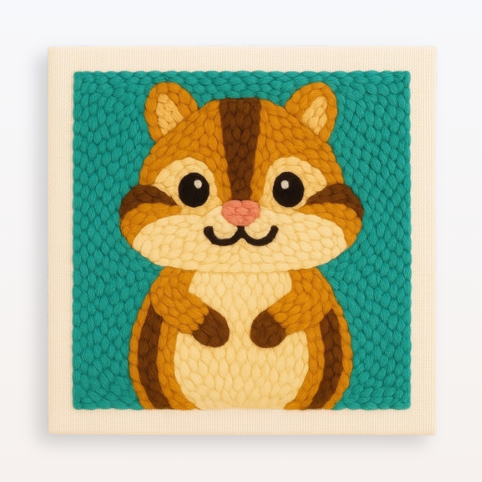 Cute Chipmunk Beginner Punch Needle Kit: Fun DIY Craft Home Decor Embroidery