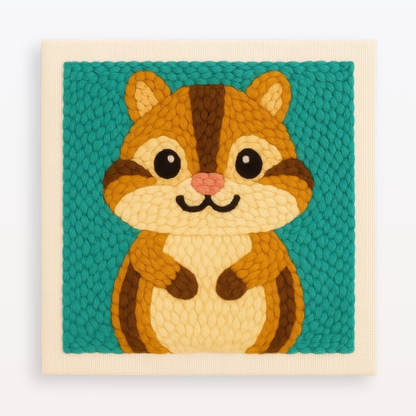 Cute Chipmunk Beginner Punch Needle Kit: Fun DIY Craft Home Decor Embroidery