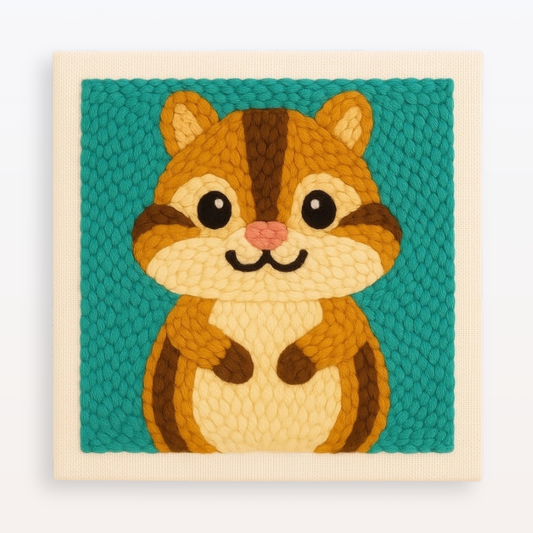 Cute Chipmunk Beginner Punch Needle Kit: Fun DIY Craft Home Decor Embroidery