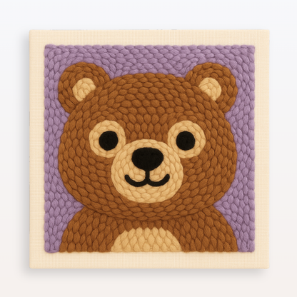 Charming Cuddly Cub Punch Needle Craft Kit - Beginner-Friendly DIY Bear Art