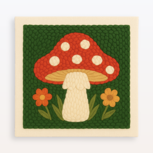 Enchanting Forest Mushroom Punch Needle Embroidery Kit for Beginner Adults