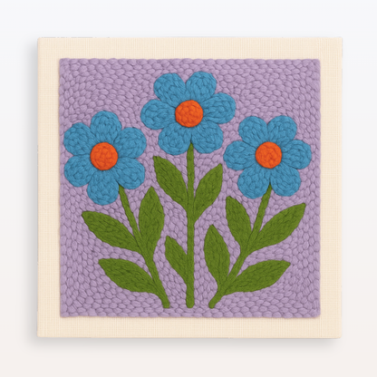 Fragrant Trio Beginner Punch Needle Kit - Floral Craft for Home Decor