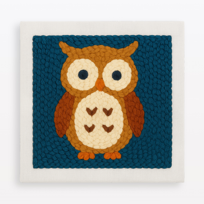 Charming Owl Hugs Punch Needle Craft Kit for Beginners DIY Home Decor Fun