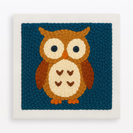 Charming Owl Hugs Punch Needle Craft Kit for Beginners DIY Home Decor Fun