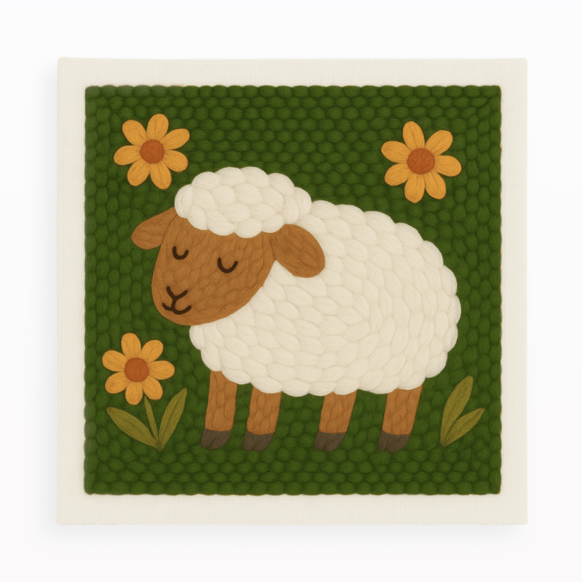 Beginner Punch Needle Kit with Fluffy Sheep Design for DIY Craft & Decor