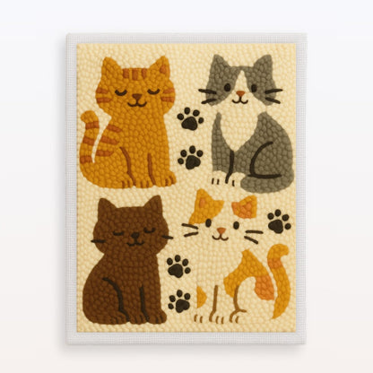 Calm Cats Beginner Punch Needle Kit: DIY Cozy Tufted Wall Art Decor