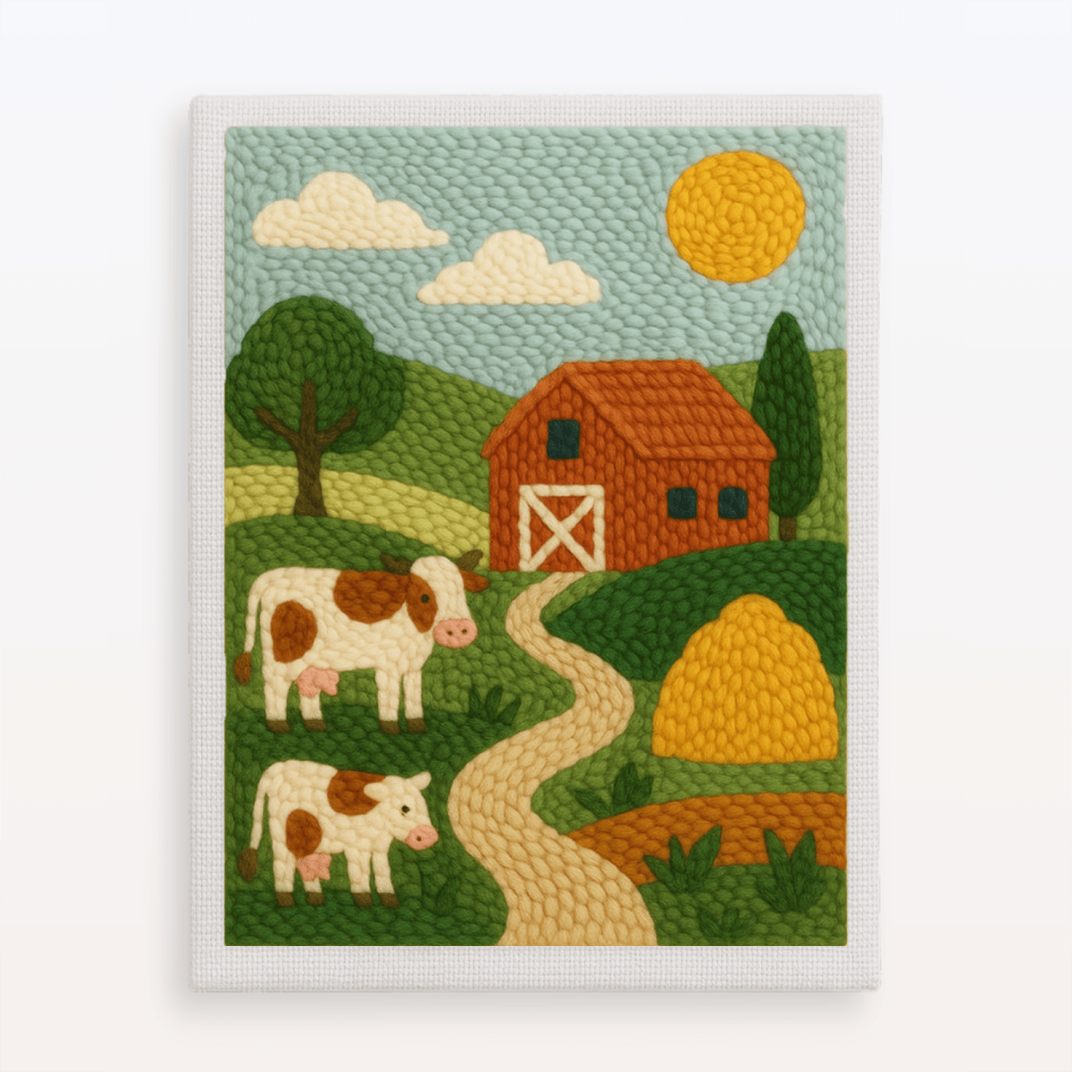 Beginner-Friendly Country Morning Farmhouse Punch Needle Kit Scenic DIY Craft Decor