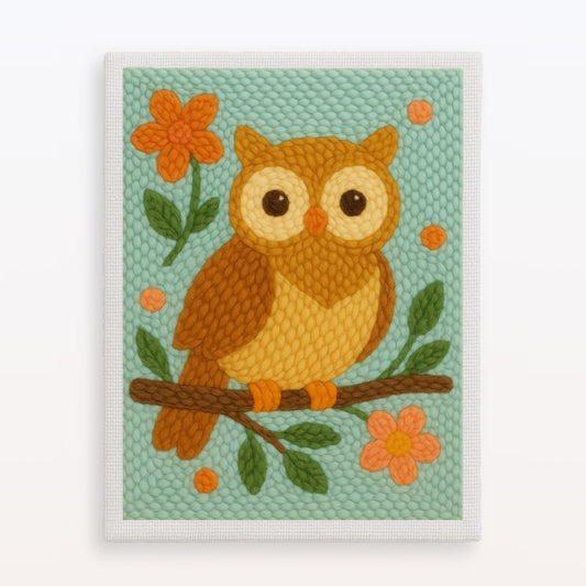 Charming Forest Owl Punch Needle Kit: Relaxing DIY Craft for Woodland Decor