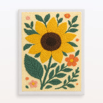 Golden Sunflower Punch Needle Art Kit - Beginner DIY Craft for Home Decor
