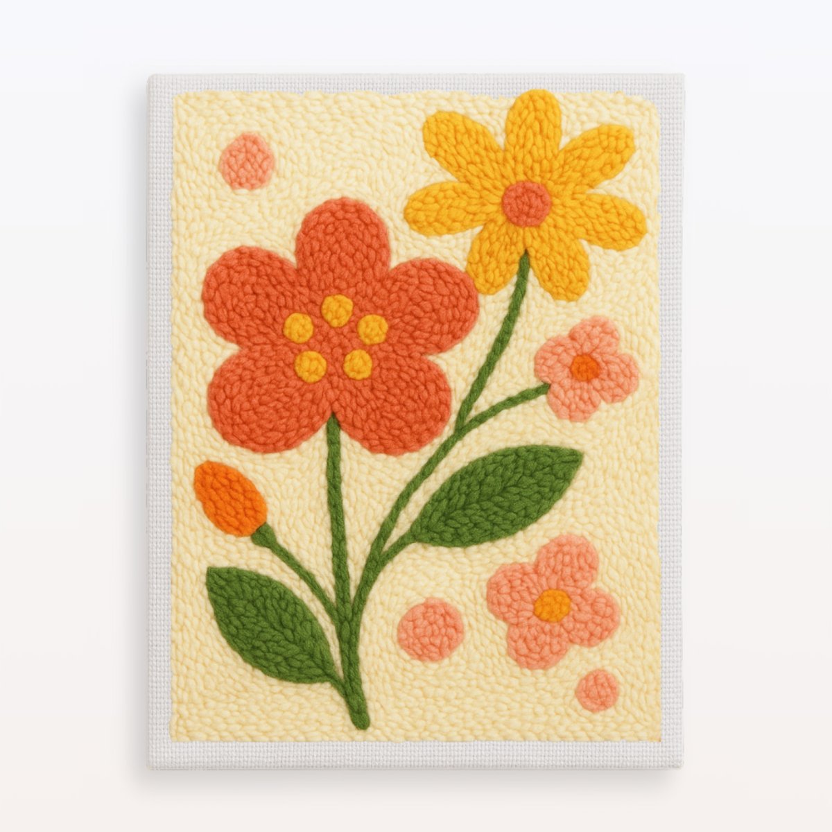 Vibrant Sunny Garden Punch Needle Kit: Beginner-Friendly Floral Craft DIY Decor