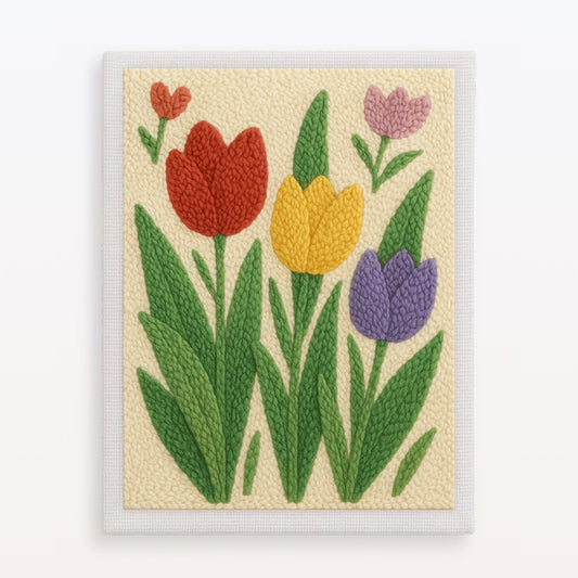 Vibrant Tulip Harmony Beginner Punch Needle Kit for DIY Home Decor